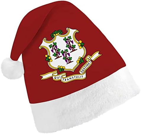 Connecticut State Flag Hat Christmas Hat de Papai Noel para adultos unissex Comfort Classic Xmas Cap para o