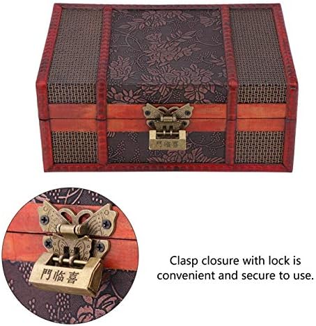 Caixa de tesouro, caixa de lembranças de madeira caixa de peixe de madeira, caixa de cartão de tarô de uva, caixa de madeira com tampa articulada para cartões de tarô de jóias presentes e decoração de casa de madeira para armazenamento de jóias, cartões