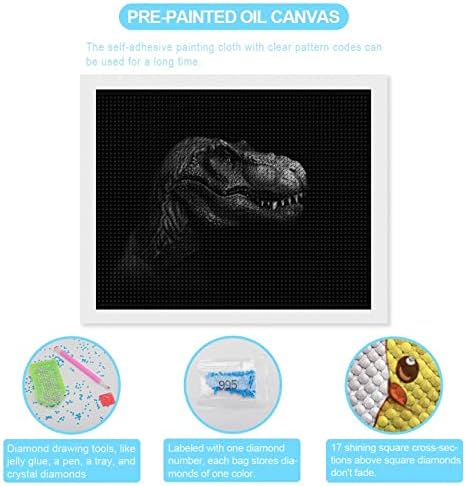 T- rex dinossauros em kits de pintura de diamante escuro 5d DIY FLILHO FILIZAÇÃO RETRO DE RETRAS DE ARTES DE WALL Decor para adultos 16 x20