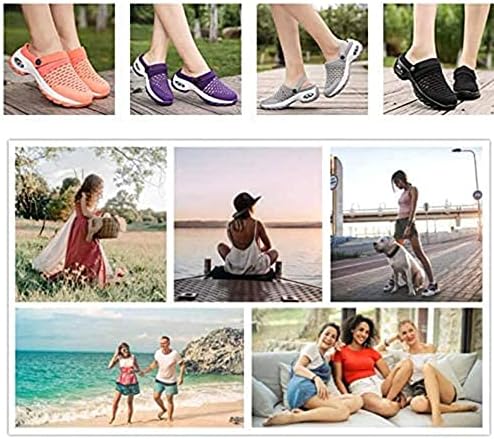 Yuews Women Diabetal Walking Air Cushion Ortopedic Shop-On Shoes Bratable com Arco Suporte Mesh Mula Sandálias de Tênis