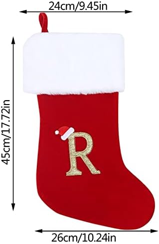 Monogram de meias de Natal estocando clássico decoração personalizada de meia para a temporada de festas de férias em família Alphabet Christmas meias guirlanda de inverno para escadas