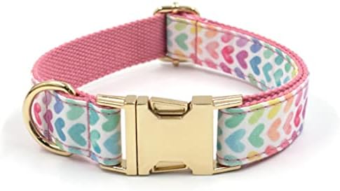 Xiulaiq arnês personalizado para cães pequenos 5pcs colar de cachorro de combinação grátis com nomes gravados corações rosa padrão colarinho de cachorro colarinho