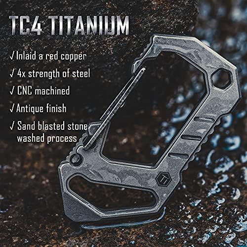 Keyunity KU03 Titanium EDC 6 em 1 Multi-Tool Rick Release Carabiner | Titular do chaveiro | Parafuso Driver de