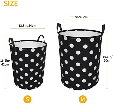 Cesto de roupa redonda em preto e branco, cesto de roupa redonda, cestas de roupas altas dobráveis, bolsa de lavar para o banheiro, quartos