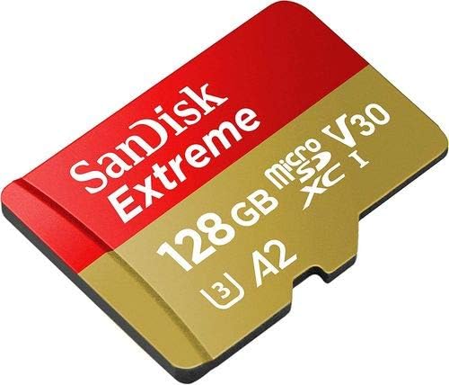 Sandisk 128GB Extreme MicroSD Memory Card para DJI FPV Drone Classe 10 4K V30 UHS-I U3 A2 pacote SDXC com tudo, exceto Stromboli microSD e SD Card Reader