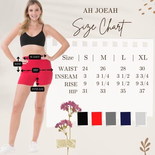 Ah Joeah Shorts de motoqueiros femininos - cintura elástica de 3 polegadas Sea de 3 polegadas Treino