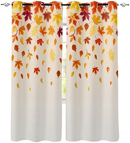 JIAMELUCK Fall Maple Folhas cortinas de blecaute para sala de estar cortinas decorativas de cozinha cortinas