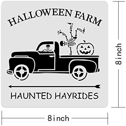 9pcs reutilizáveis ​​Halloween Pintura estêncil, DIY seus próprios sinais de madeira de Halloween, tamanho