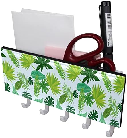 Folhas exóticas Padrão Chave tropical e suporte para correio para paredes - cabide com organizador