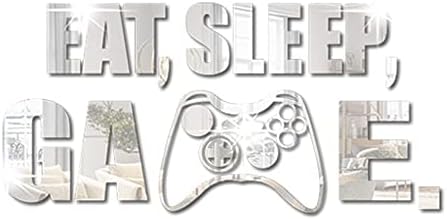 Eat Sleep Sleep Game espelhado Decalque de parede, adesivo de parede de jogos de acrílico, decoração da