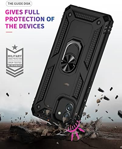 ANVZLE para a caixa do Samsung Galaxy A04E com [2 pacote] protetor de tela de vidro temperado, Galaxy A04E Armadura pesada [grau militar] Proteção ， com cotonete de montante de carro magnético