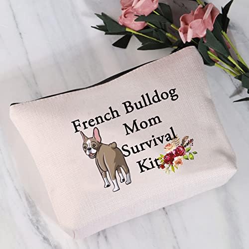 Jytapp French Bulldog Mom Presente French Bulldog Mom de sobrevivência kit de maquiagem Bolsa de maquiagem Frenchie