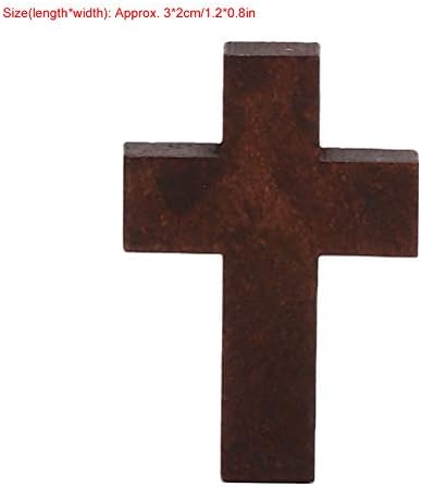 20pcs Cruzes de madeira, 1,2 x 0,8 polegadas pequenos pingentes de madeira para festas religiosas Favorias de jóias de artesanato diy