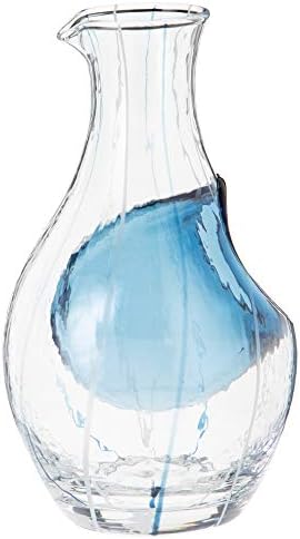 Toyo Sasaki Glass 61507 Tokuri Cold Sake Japa, azul, 10,1 fl oz, japonês garasu, feito à mão, feita no Japão