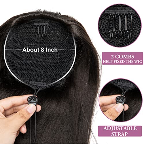 Extensão de rabo de cavalo de cordão preto yumoreal para mulheres negras meninas de 14 polegadas de 14 polegadas de cabelo falso