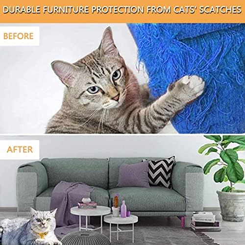 Protetor de móveis de arranhão anti-gato, Igiyi 15 Pacote grande grande espessado sofá lateral único protetor anti-arranhando, transparente fita dissuasiva autoadesiva para a parede da porta com 60 pinos de torção