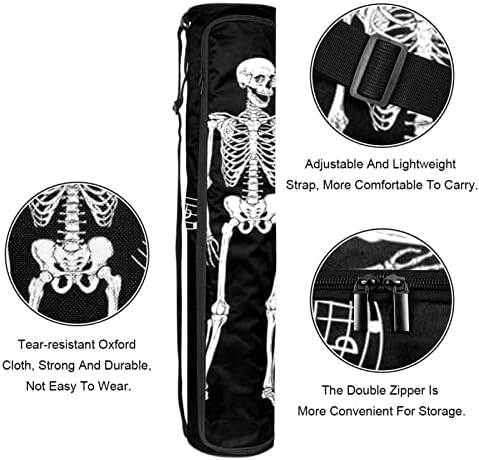 Rock Skeleton Yoga Mat Bags Full-Zip Yoga Carry Bag for Mulher Men, Exercício portador de tapete