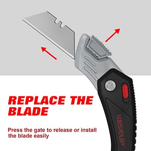 WiseUp Lightweight Razor Blades Utility Knife, 2 pacote dobrável Cutter de caixa pequena e de segurança Corte