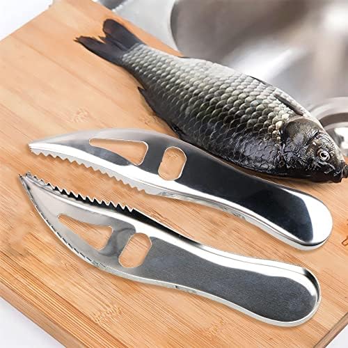 Removedor de escala de peixe em aço inoxidável com o raspador de peixes esáudos de dente de serra para chef e cozinheiros domésticos design ergonômico design