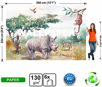 Animais de Safari da parede Photo Wallpaper Papel do quarto infantil Poster de tamanho grande