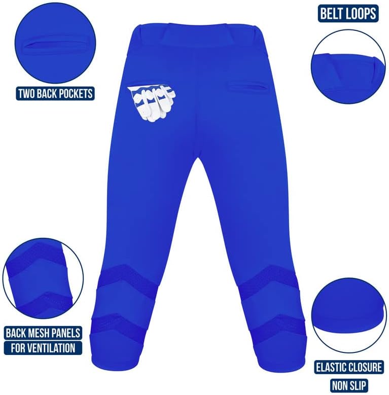 Calças de softball do Exxact Sports Zipper para mulheres - calças de softball de fundo elástico com painéis