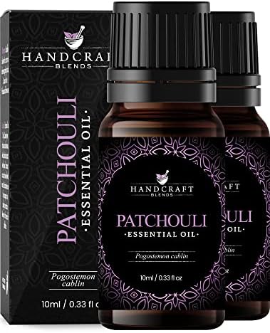 Óleo essencial de Patchouli Handcraft - puro e natural - óleo essencial terapêutico premium para difusor e aromaterapia - 0,33 fl oz - pacote de 2