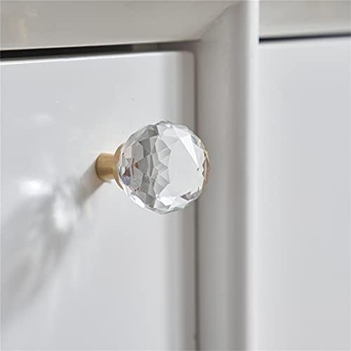 KXDFDC 2PCS Ball de cristal de luz + botões de latão, maçaneta do armário, gaveta puxa botões