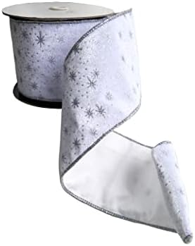 Idea-Craft Branco com fita com fio de prata para artesanato de Natal Diy decoração, 4 W x 10yards H.