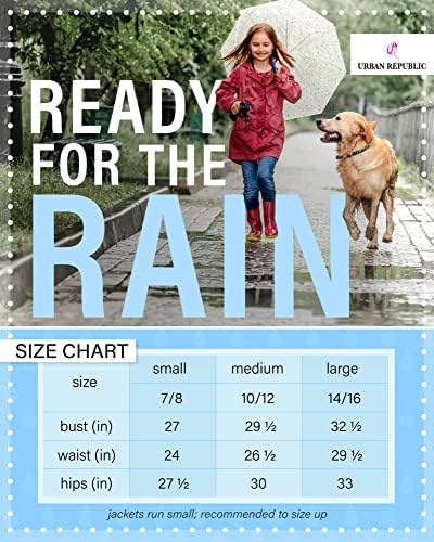 Capa de chuva para meninas da República Urbana - Lightweight Water impermeável Casaco de Trencheira - Capa de chuva Slicker Shell Windbreaker