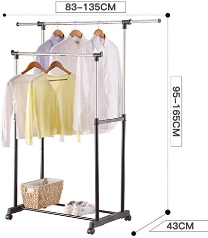 Cabide de roupas xyyxdd, rack de secagem prática piso de aço inoxidável piso duplo pólo interno rack de secagem durável