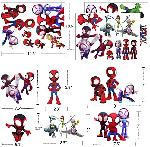 Spiderman e seus amigos incríveis decalques de parede adesivos descascam e bastão decalques de parede de desenhos animados para meninos quarto removível decoração de arte mural para meninas garotas garotas