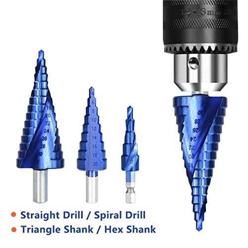 Exercícios de metal 4-32mm Blue Bit Bit Tools Drill Tools de perfuração Metal Wood Hole Etapa Cone Drill
