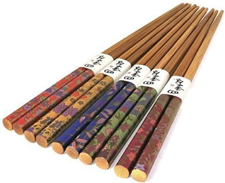JapanBargain, pauzinhos de bambu Chahoom reutilizável chinês coreano chinês bastão de madeira bastões de cabelo 5 pares de lava -louças de 5 polegadas, 9 polegadas