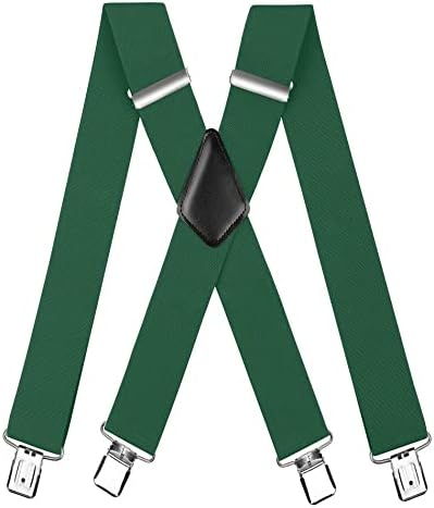 Brace de calças de suspensão masculina de Cwkoon com fortes clipes de 2 polegadas de 2 polegadas de largura para homens para homens x suspensórios ajustáveis ​​em estilo x estilo