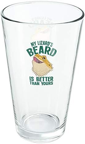 A barba do meu lagarto é melhor que o seu dragão barbudo de 16 oz de vidro, vidro temperado, design impresso e