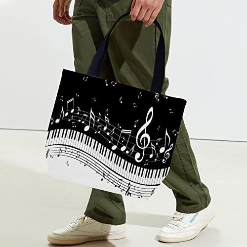 Tropicallife Música Tema Padrão de tela elegante Tote bolsa com zíper interno Pocket Pocket Lightweight