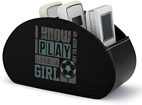 Jogue futebol como uma menina TV Tots Remote Control Organizer Box PU Leather Home Storage Caddy Store