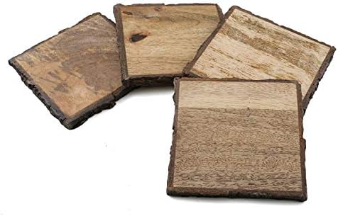Coasters de madeira de manga com 4-Pack Packstone com bordas de 4 ”quadradas
