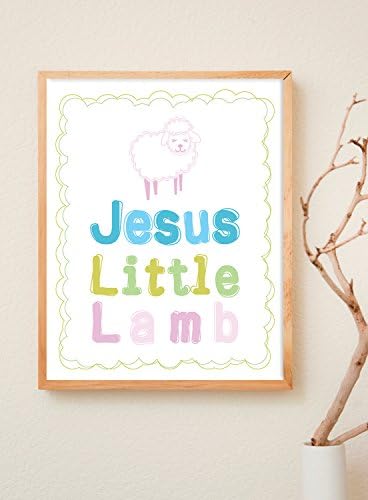 As crianças inspiram o design de Jesus Little Lamb 11x14 polegadas, citações religiosas, citações de parede citações de berçário, decoração de parede, amor é, decoração de família, decoração da sala de estar, parede de berçário