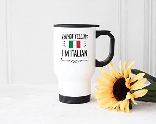 Canecas de café italiano engraçado Casitika. 14 Oz Itália bandeira caneca de viagem. Não estou gritando, sou