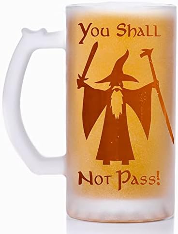 Você não passará a Gandalf Cervent Creer Glass Glast Sandblast Beer Stein Gift Rings Presente de