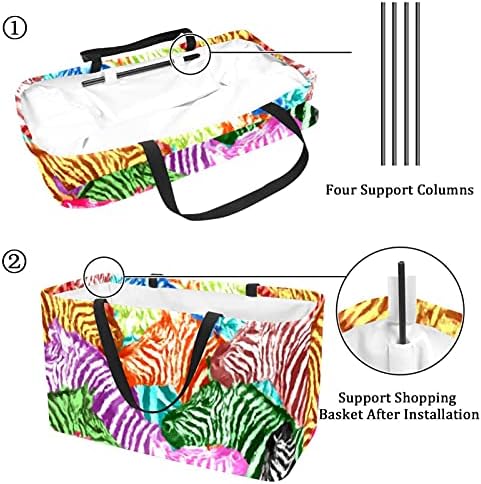 Lorvies Reutilable Grocery Bags Caixas de armazenamento, arco -íris Zebra Pattern colapsible utilidade sacolas