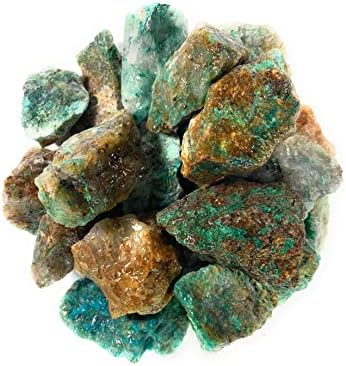 Materiais Hypnotic Gems: 1 lb Bulk Rough Crysocolla Stones de Madagascar - Cristais naturais crus para cabine, corte, lapidário, queda, polimento, embrulho de arame, Wicca e Reiki Cristal Healing