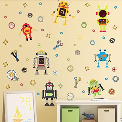 Adesivos lutáveis ​​e ousados ​​adesivos de parede de robôs para quarto quarto de sala de estar adesivos