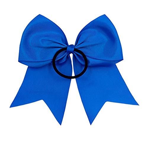 Cheer Bows, Caenagrion 18 PCs 8 Grande Cheer Blue Hair Arcos do rabo de cavalo Elastic Band Made for Cheerleaders Teen Girls College College Sports
