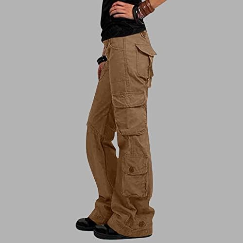 Calça de carga Zlovhe Mulheres Cintura alta, calças de carga folgada feminina com bolsos calças de pernas largas
