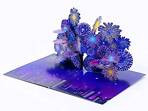 Liif Fireworky Feliz Ano Novo 2023 Cartão pop -up 3D, cartão de férias, cartão de feliz ano novo, cartão