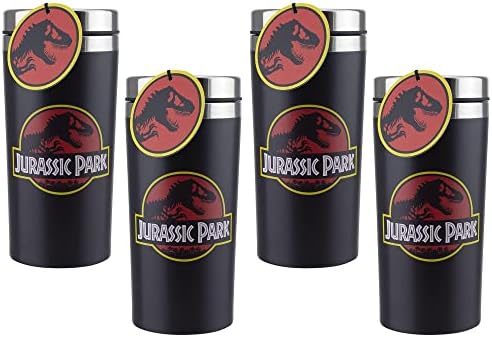Toptoys2u Bunces de pechinchas Jurassic Park Aço inoxidável Viagem de chá de café 450ml - pacote de 4