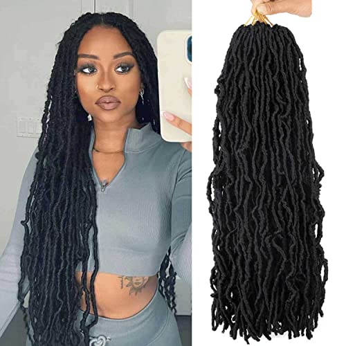24 polegadas Locs macios Cabet Hair pré -loop 6 pacotes Faux locs Crochet Braids deusa Locs Dreadlocs cabelos sintéticos para mulheres negras)