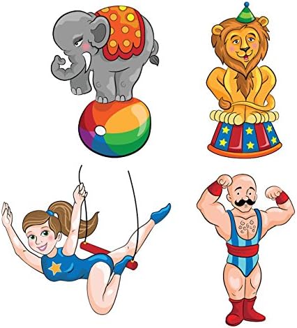 Carnival Cutouts Supplies de festa - de 12 peças de festa de aniversário de circo favorece animais, artistas